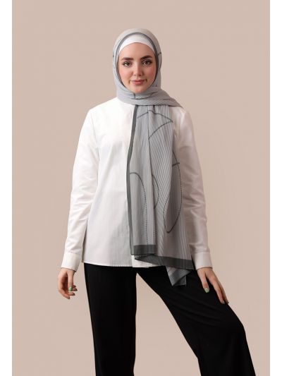 Printed Pleated Chiffon Scarf