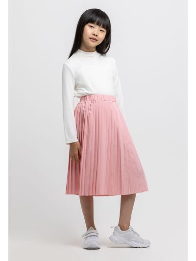 All Over Pleated Elasticated Waist Midi Skirt