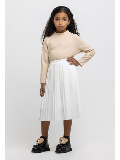 All Over Pleated Elasticated Waist Midi Skirt -Sale