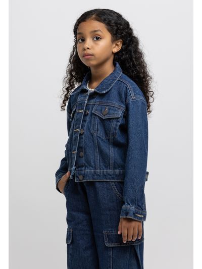 Cropped Front Buttons Denim Jacket -Sale