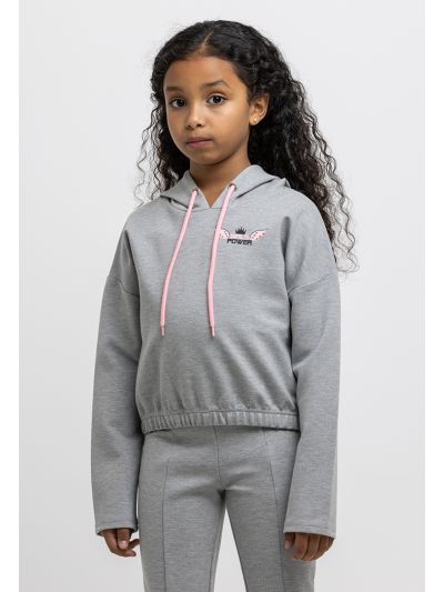 Cropped Elasticated Hem Drawstring Hoodie -Sale