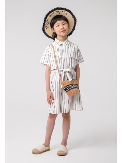 Stripe Storm Flap Self Tie Dress -Sale