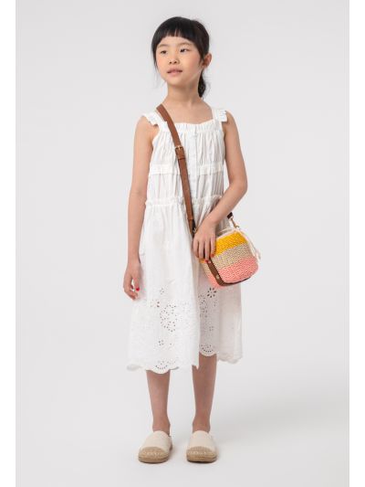 Scallop Frill Floral Embroidered Schiffli Dress -Sale