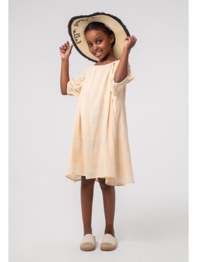 Solid Textured Raglan Puff  Sleeves Cut-Out Dress -Sale