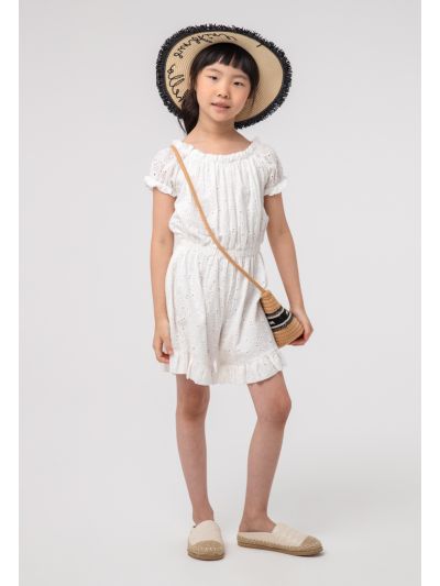 Ruffles Elasticated Schiffli Shorts Jumpsuit -Sale