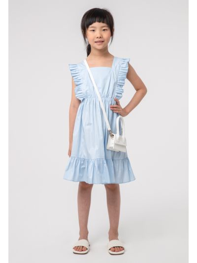Frill Hem Shoulder Ruffles Sleeveless Dress -Sale