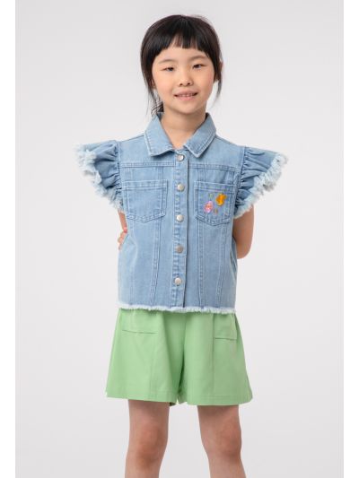 Girls Embroidered Blue Denim Jacket -Sale