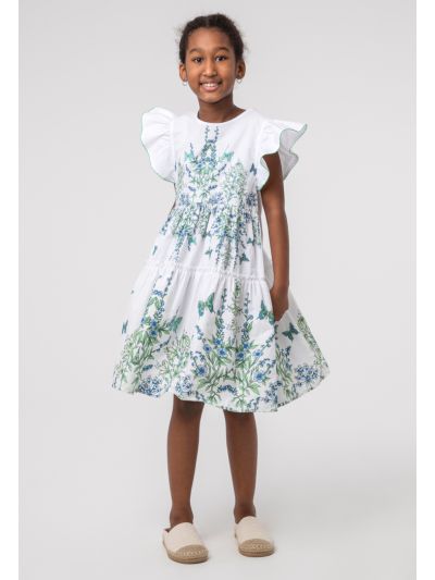 Girls Floral Printed Butterfly Tier Dress -Sale