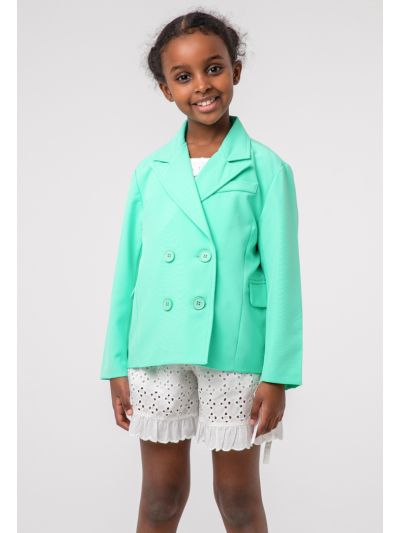 Girls Solid Double Breasted Blazer -Sale