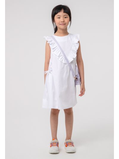 Solid Flared Ruffle Self Tie Dress -Sale