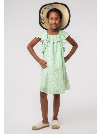 Lace And Ruffles Floral Pattern Girls Dress -Sale