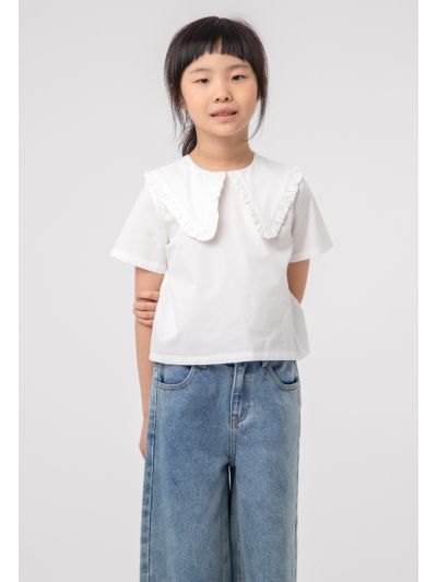 Solid Frill Chelsea Collar Shirt Blouse -Sale
