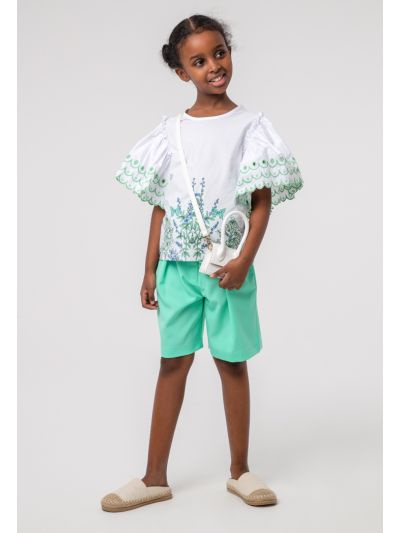 Solid Belted Wide Leg Ruffle Shorts -Sale