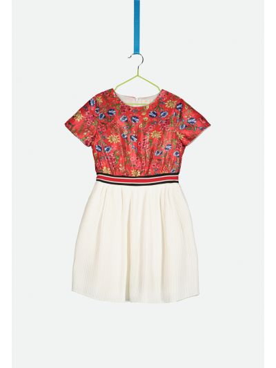 Electric Pleated Floral Dress