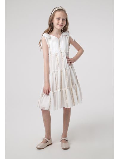 Embroidered Contrasting Tier Sleeveless Dress -Sale