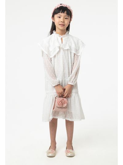 Frilled Collared With Buttons Drop Waist Dress -Sale
