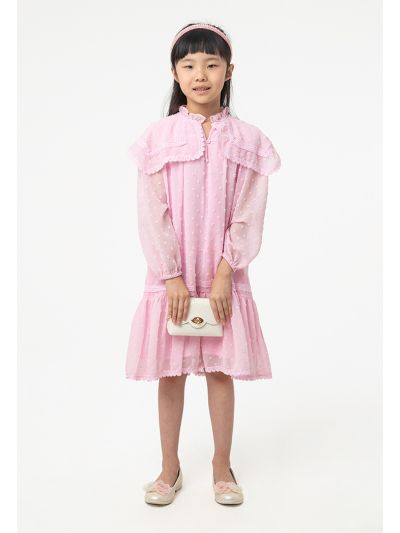 Frilled Collared With Buttons Drop Waist Dress -Sale