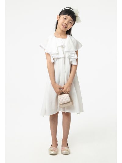 Ruffled Shoulders Vertical Shiny Striped Dress -Sale
