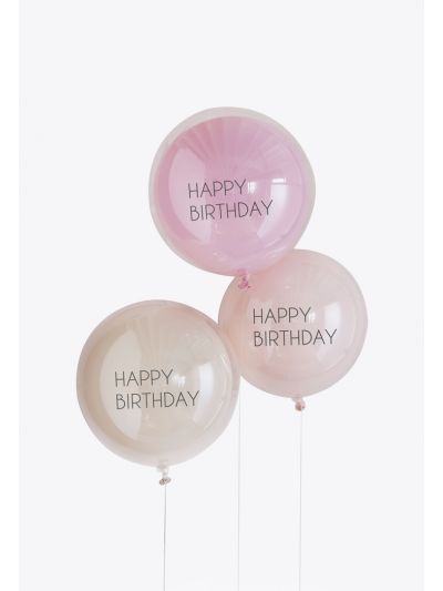 Pink Double Layered Happy Birthday Balloon Bundle
