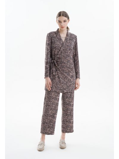 All Over Printed High Rise Trousers -Sale