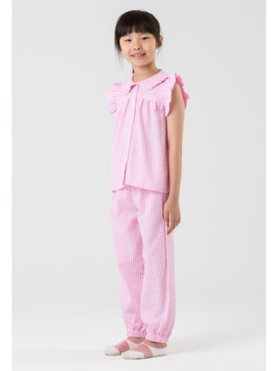 Chequered Ruffled Details Pajama Set