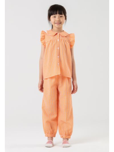 Chequered Ruffled Details Pajama Set