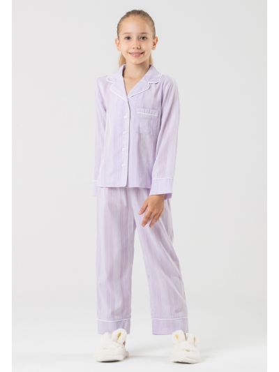 Striped Collared Pajama Set