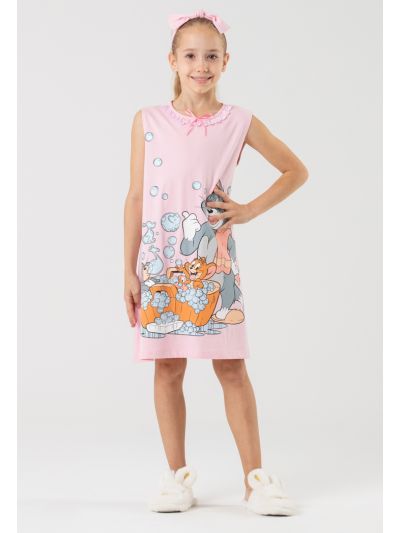 Tom & Jerry Cartoon Graphic Print Dress And Shorts Set -Sale