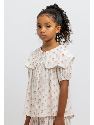 Peter Pan Collar Flowers Printed Blouse -Sale