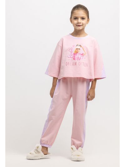 Barbie Graphic Print T-Shirt And Pants Pajama Set