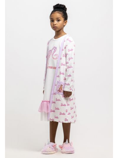 Barbie Long Sleeves Printed Night Open Robe