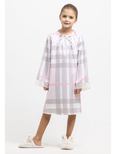 Checked Multicolor Ruched Midi Sleepshirt -Sale