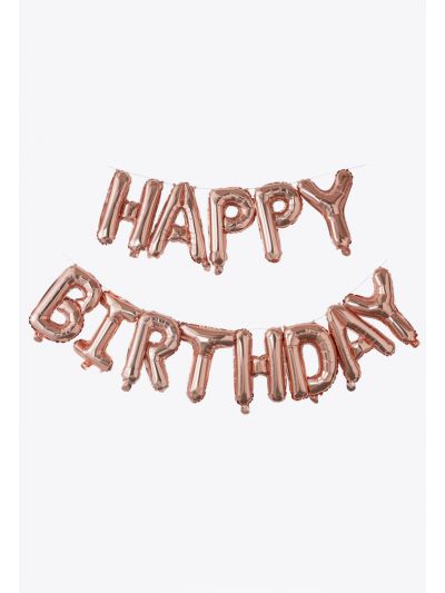 Rose Gold Happy Birthday Bunting Balloon