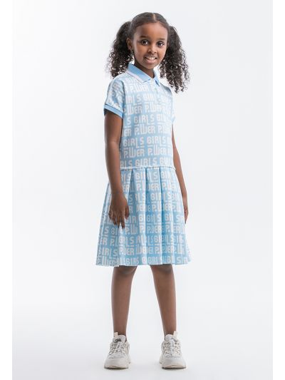 Powerpuff Girls All Over Printed Collared Dress -Sale