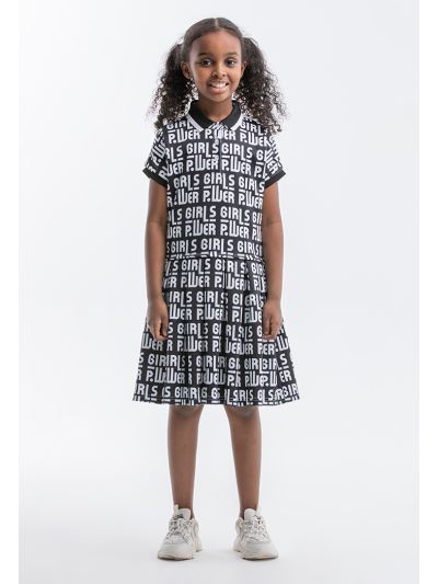 Powerpuff Girls All Over Printed Collared Dress -Sale