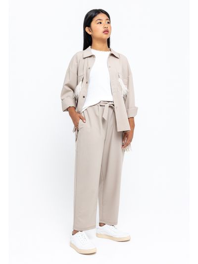 Tie Up Décor Band Straight Cut Pants