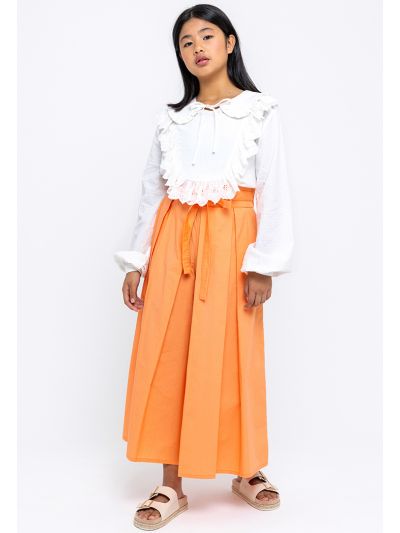 Wide Leg Cut Tie Up Belt Palazzo Trousers -Sale