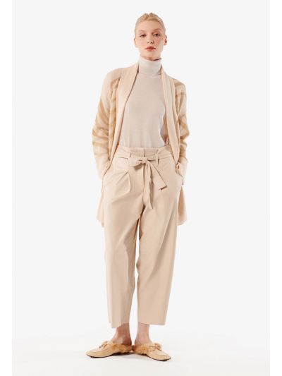 High Waist Solid Belted Trouser -Sale
