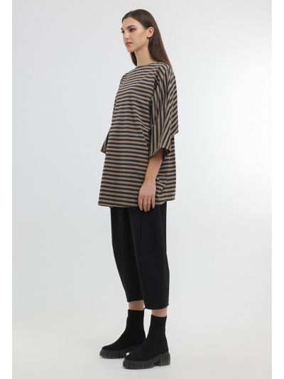 Black Wide Leg Calf Length Trouser -Sale