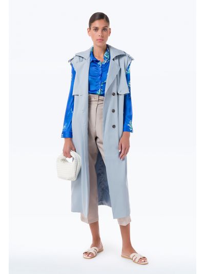 Shoulder Flap Lapel Solid Longline Waist Coat -Sale