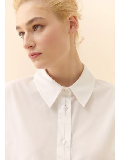 Roman Long Sleeve Poplin Shirt White