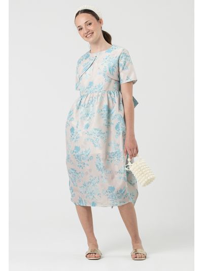 Jacquard Lantern Dress With Cropped Jacket -Sale