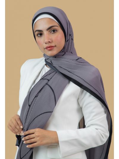Printed Pleated Chiffon Scarf