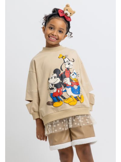 Disney Prints Flower Lace Hemline Sweatshirt