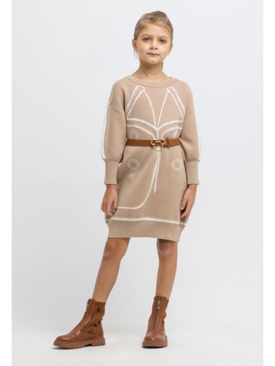 Oversize Contrast Details Knitted Sweat Dress
