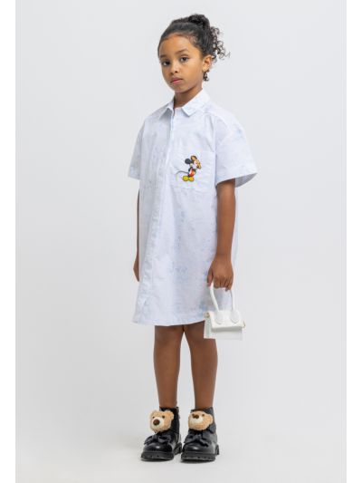 Mickey Mouse All Over Printed Oversize Shirt Dress