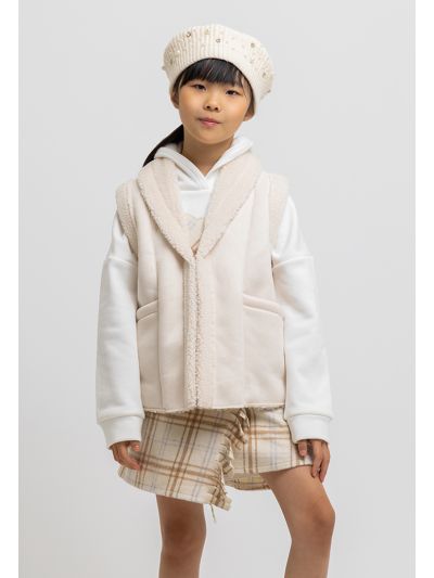 Solid Fur Lined Collared Sleeveless Gilet
