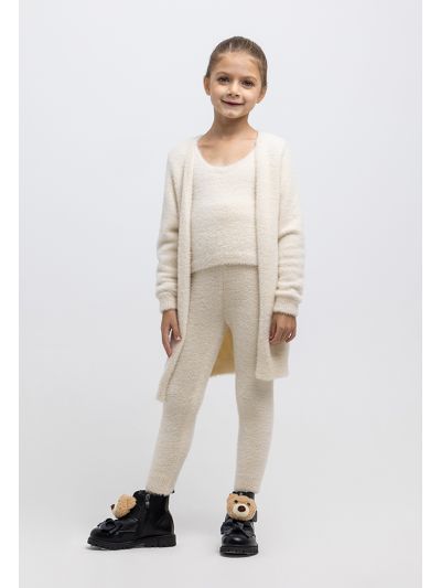 Fuzzy Leggings And Cardigan Three Piece Loungewear Set -Sale