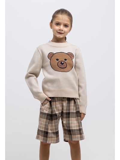 Teddy Bear Knitted Ribbed Pullover -Sale