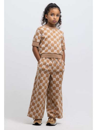 Teddy Bear All Over Printed Crop Top And Pants Set